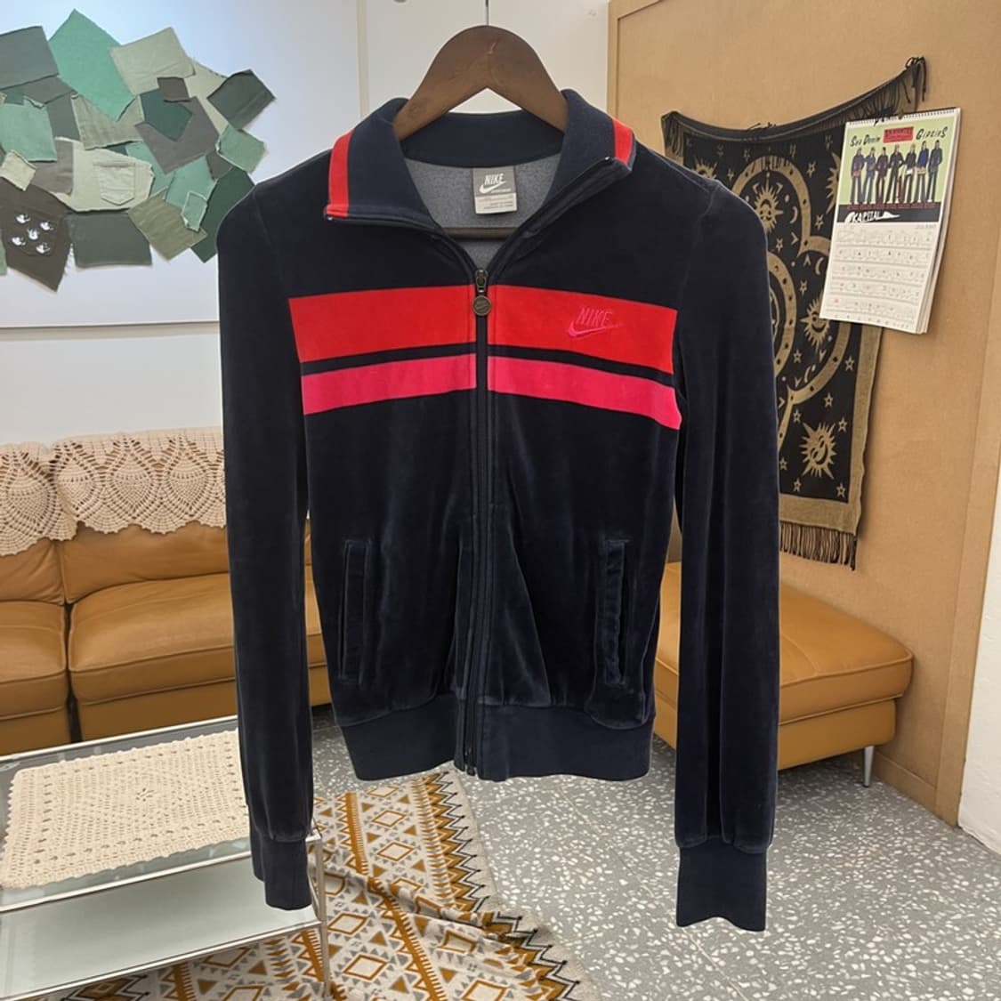 나이키 Y2K 레트로 00's 배색 벨벳 집업 자켓 XS C11222 상품이미지3