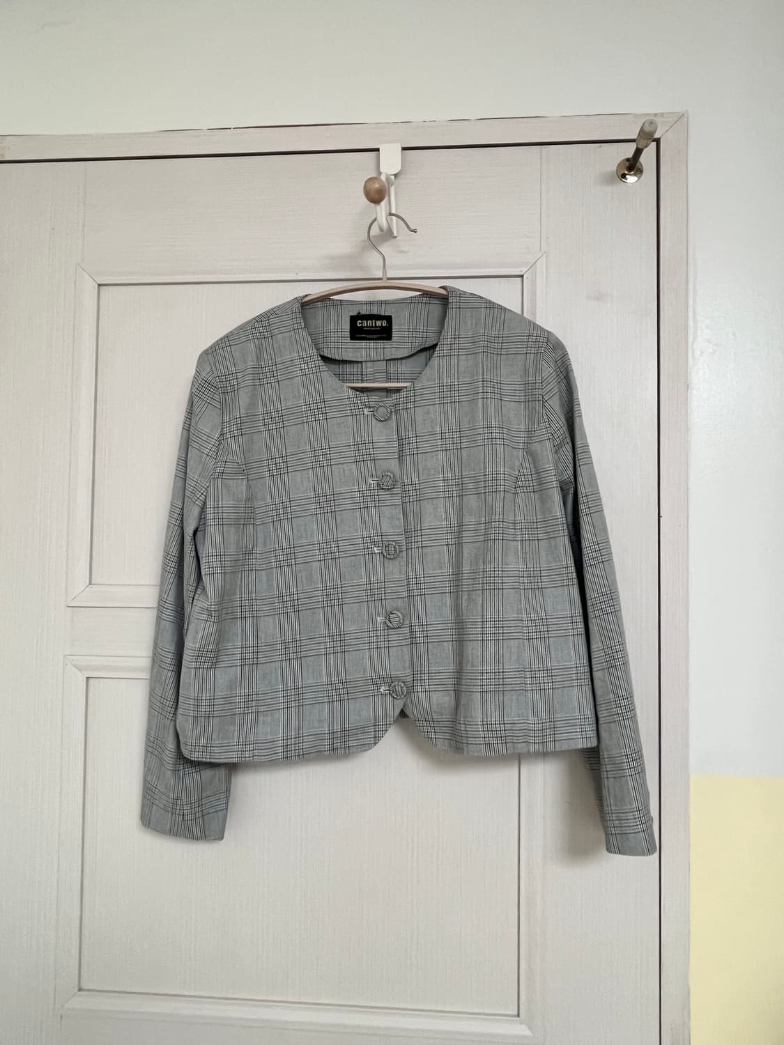 글렌체크 그레이 자켓 스커트 투피스 세트 상품이미지3