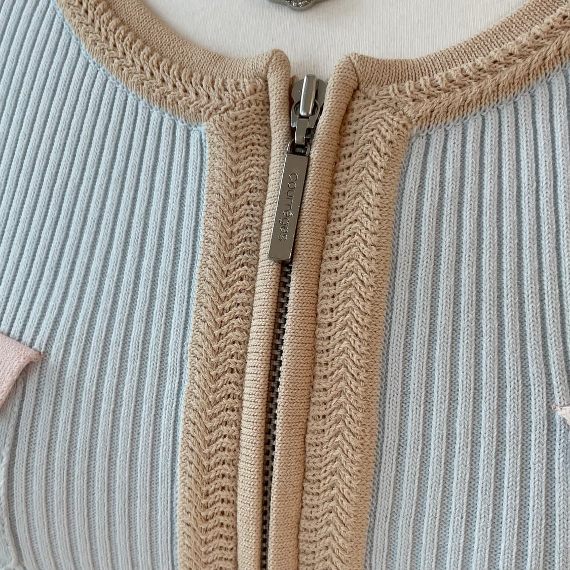 쿠레쥬 골지 니트 집업 파스텔 가디건 상품이미지6