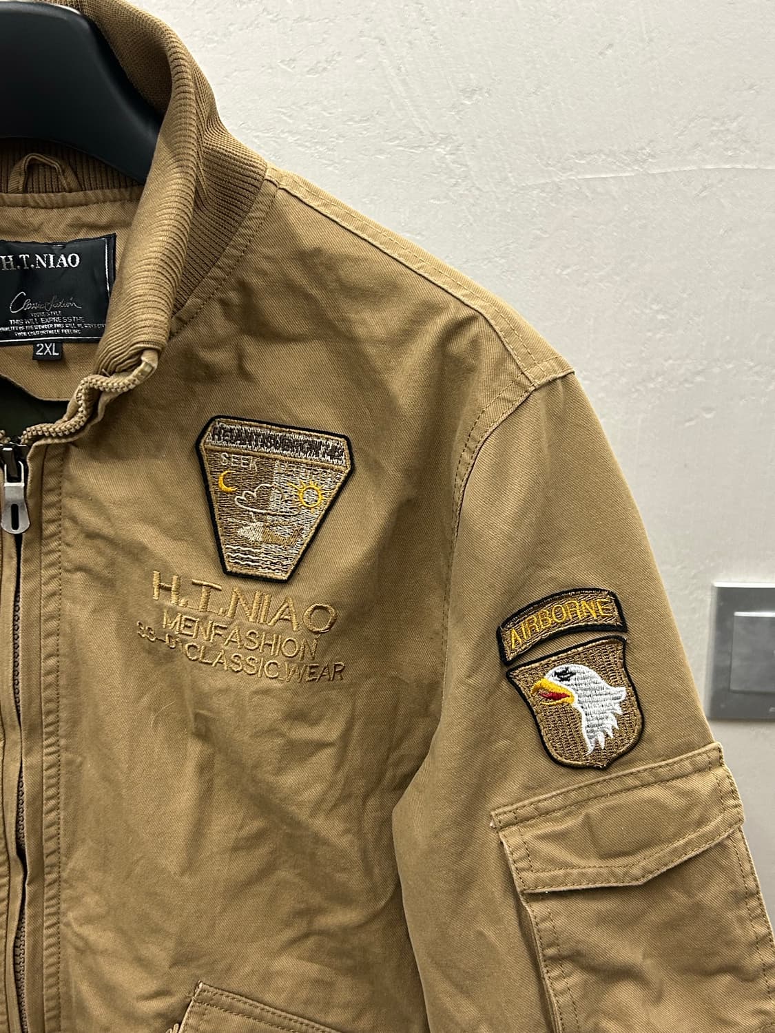 H.T.NIAO 밀리터리 패치 항공 자켓 탄 컬러 상품이미지5