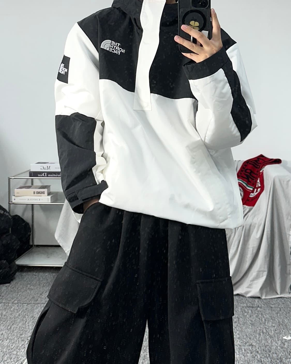 노스페이스 블랙 화이트 아노락 자켓 XL 상품이미지3