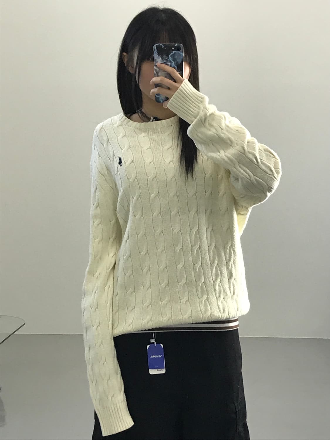 신형 폴로랄프로렌 크림 꽈배기 니트 상품이미지1
