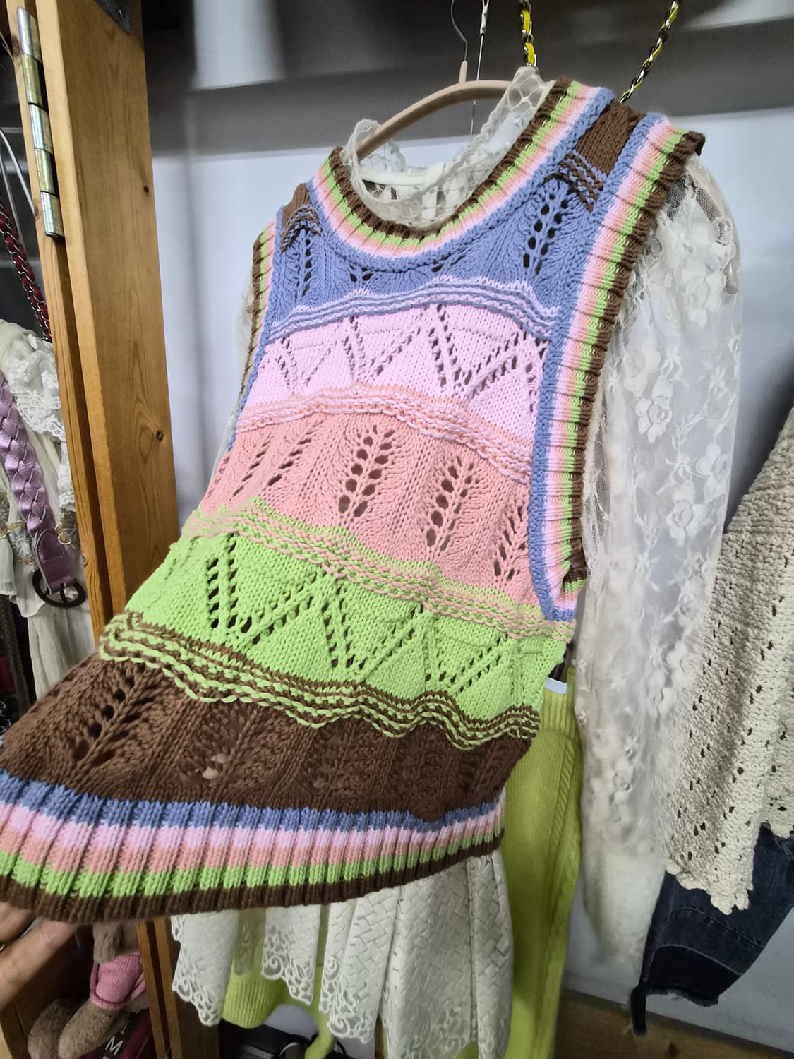 자라 솜사탕 컬러 니트. MARAN 퓨어울 니트5부팬츠 상품이미지3