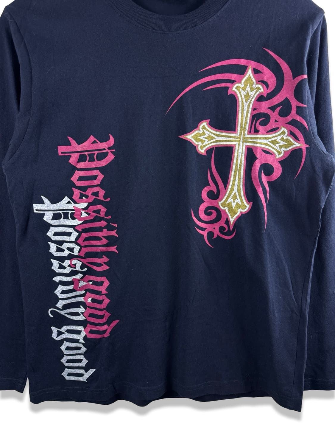 JPN Y2K 고딕 크로스 레터링 프린팅 롱슬리브2383 상품이미지4