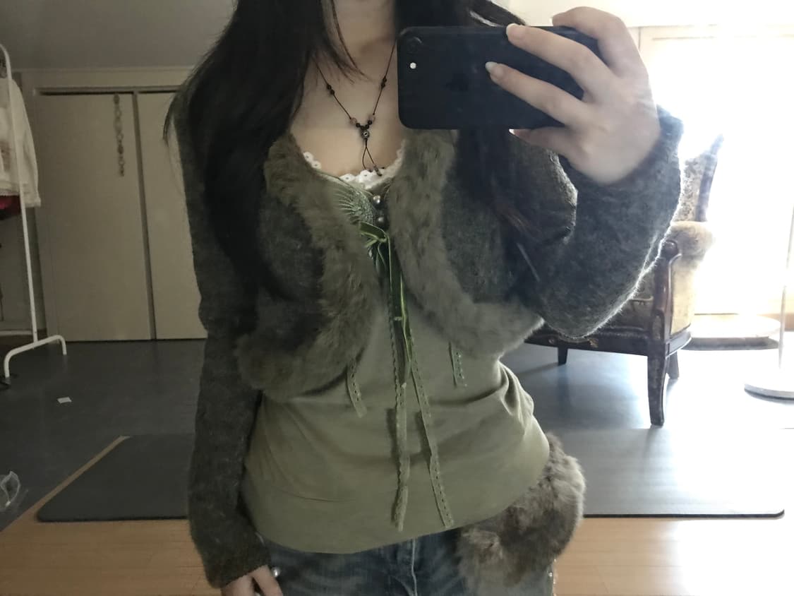 Butterfly Knit Tank & Fur Bolero set 상품이미지1