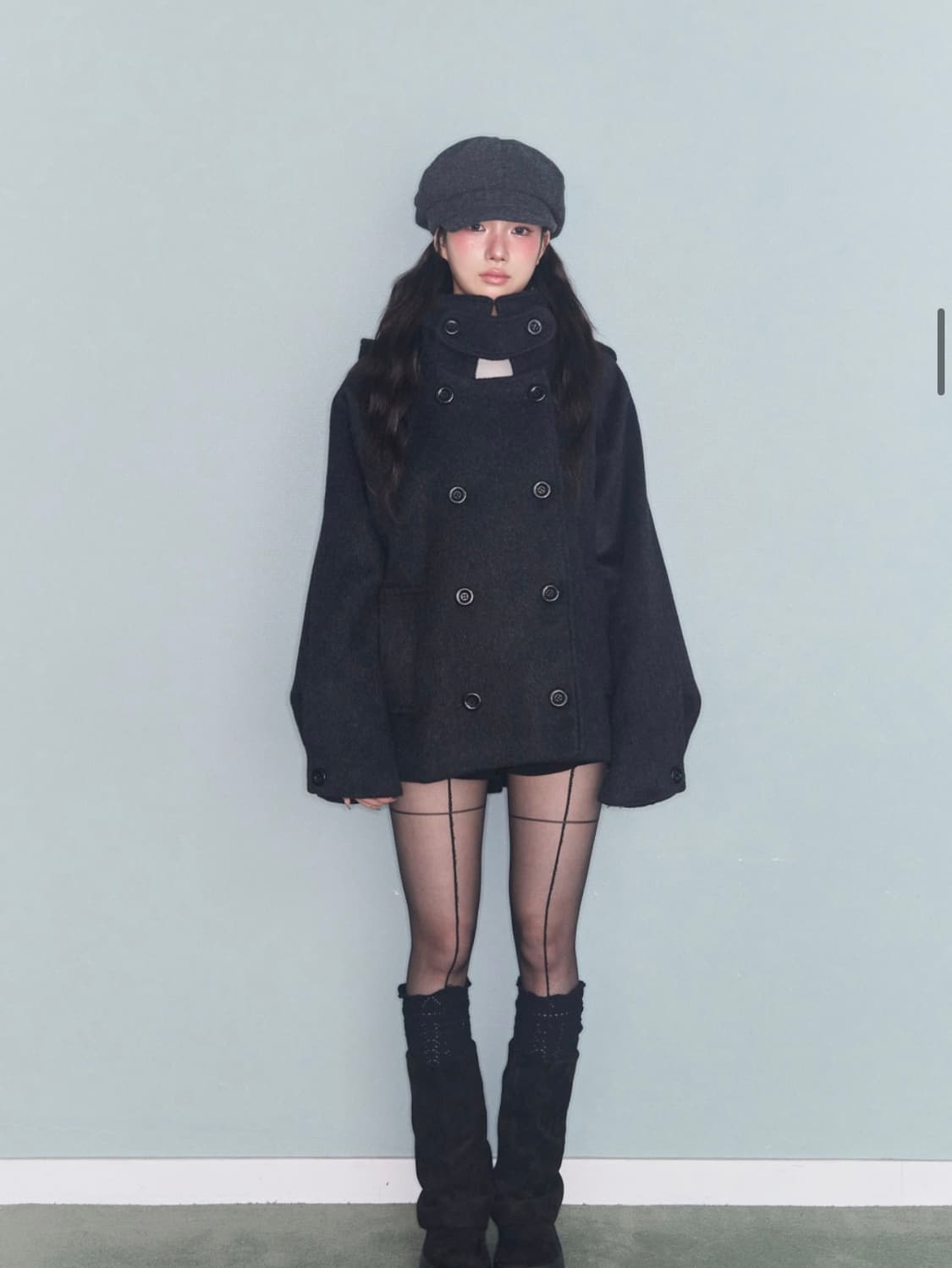 후드 하프 코트 (울100) 상품이미지2