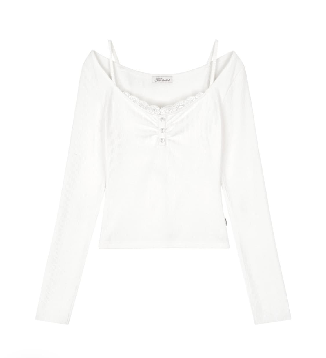 클리시어 밀크쉐이크 레이스 버튼탑 상품이미지1