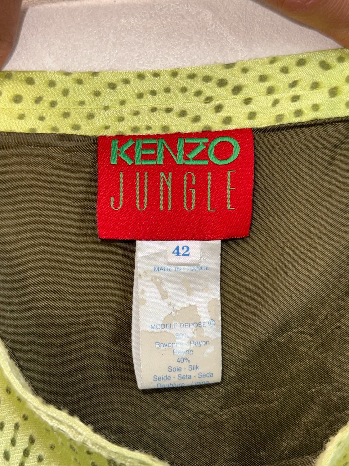 KENZO lime silk satin ethnic pattern sk 상품이미지3