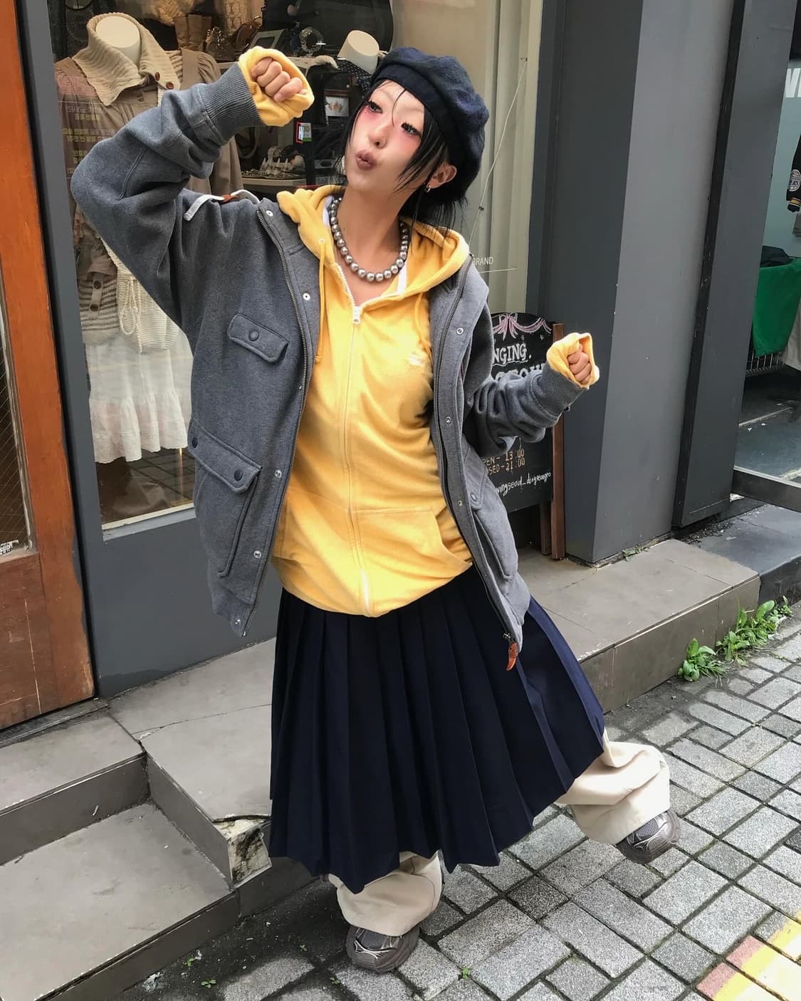 Stussy Logo Yellow Hood Zip-Up 상품이미지1