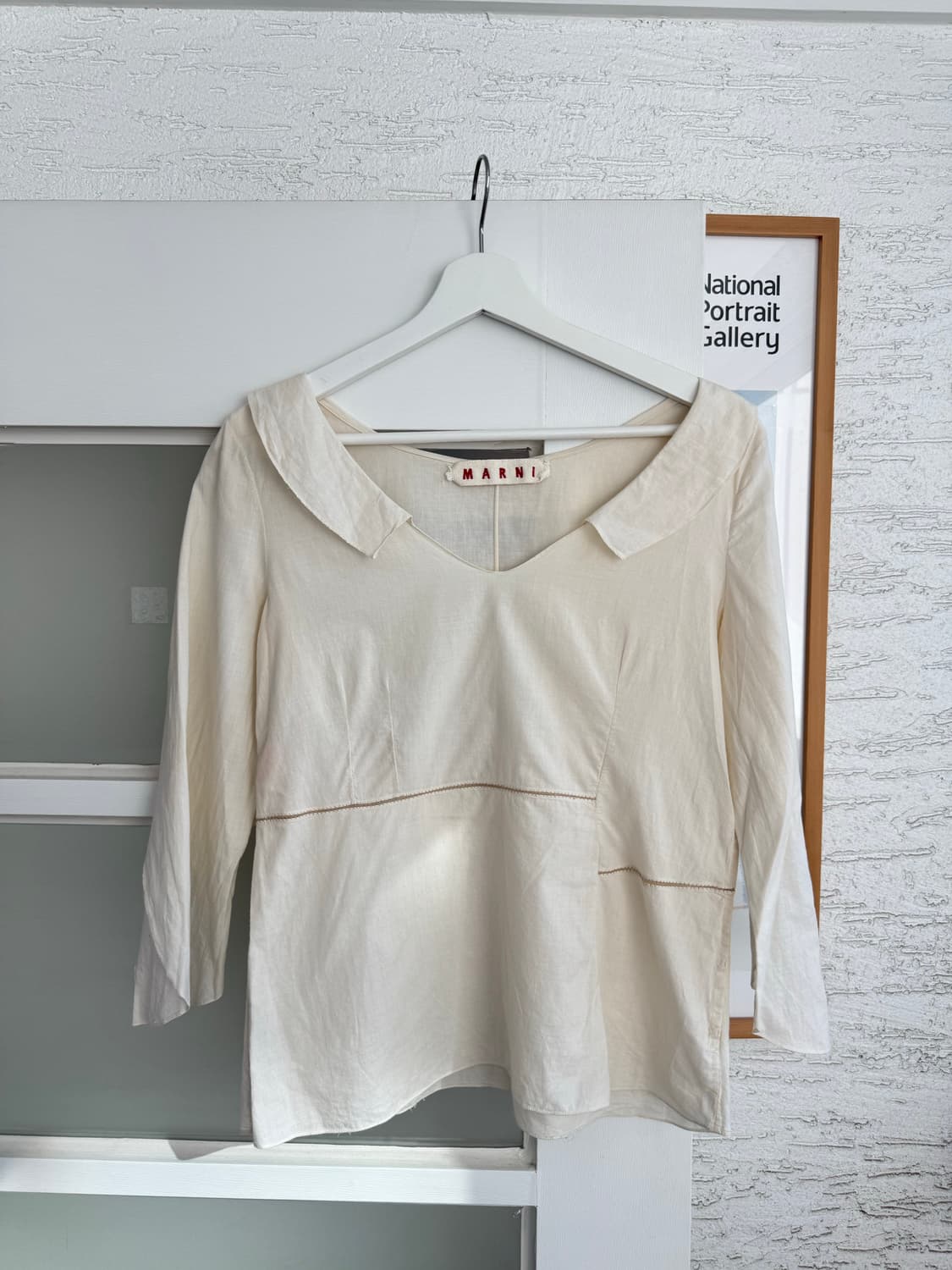 MARNI 마르니 코튼 블라우스 와이드 카라 55 사이즈 크림 정품 상품이미지1