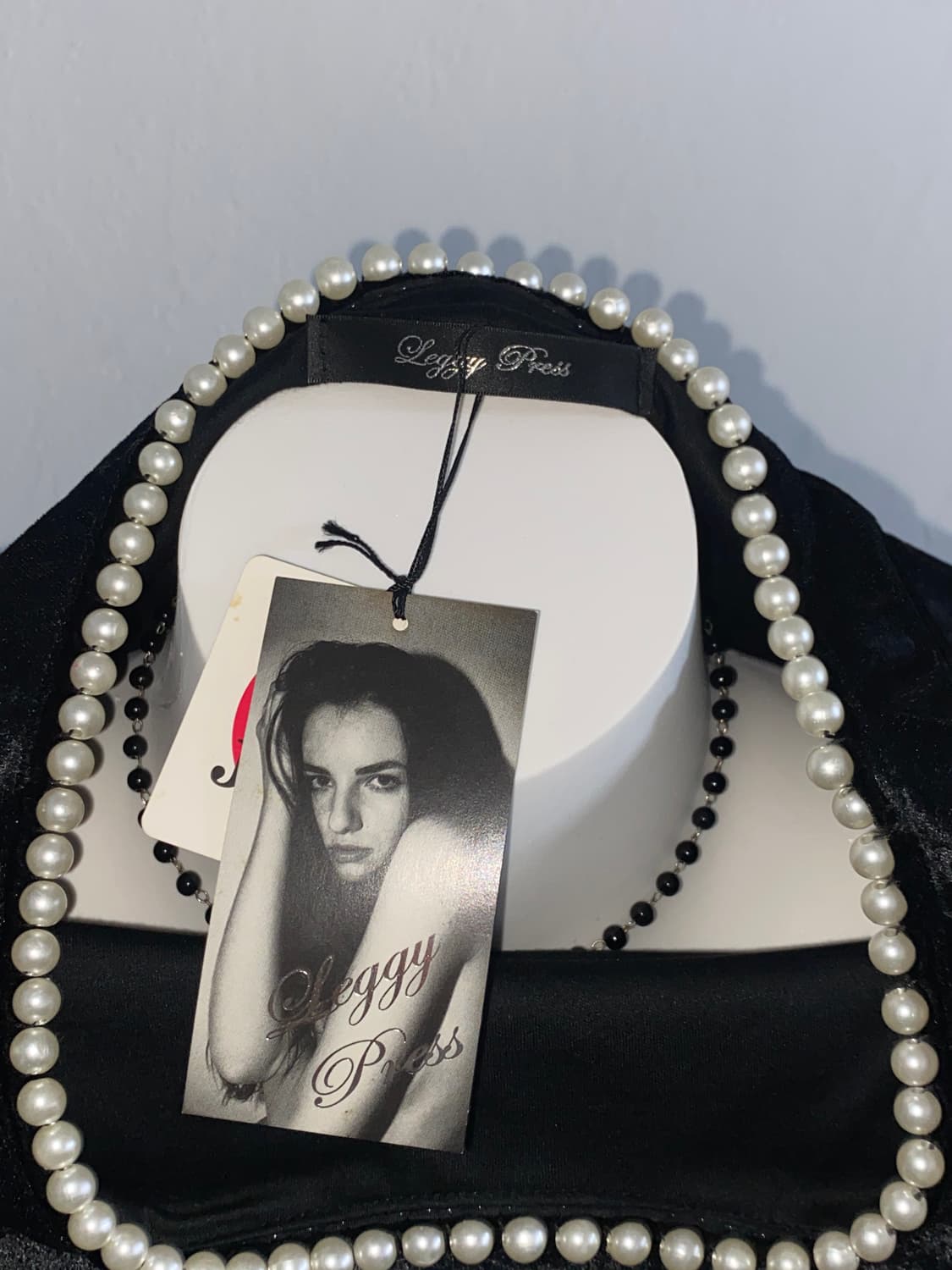 [LEGGY PRESS] 택 O 오네갸루 벨벳 진주 원피스 상품이미지6