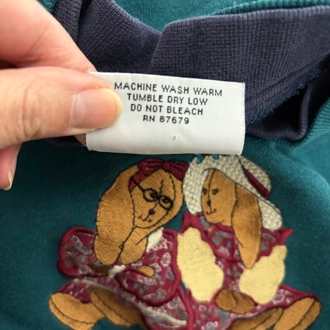 90s USA Cheek-O 빈티지 토끼 자수 맨투맨 티셔츠(M) 상품이미지5