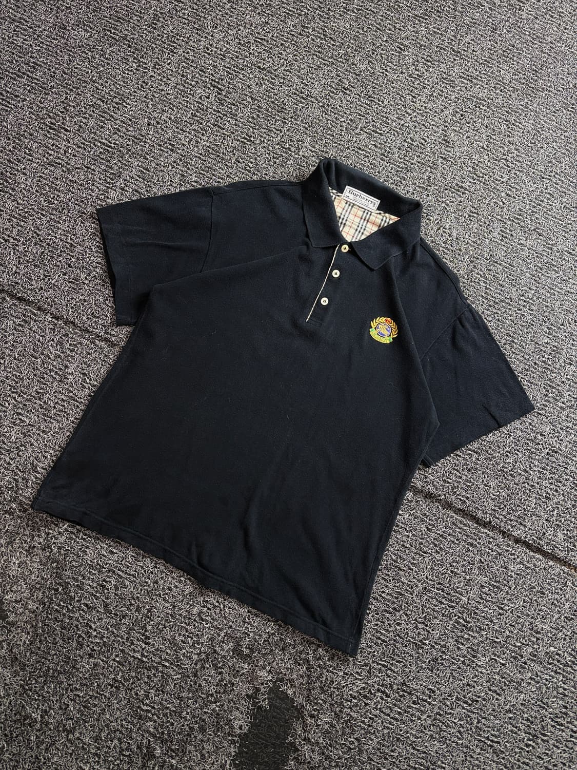 90s 버버리 월계수 로고 네이비 피케이 셔츠 3096 상품이미지1