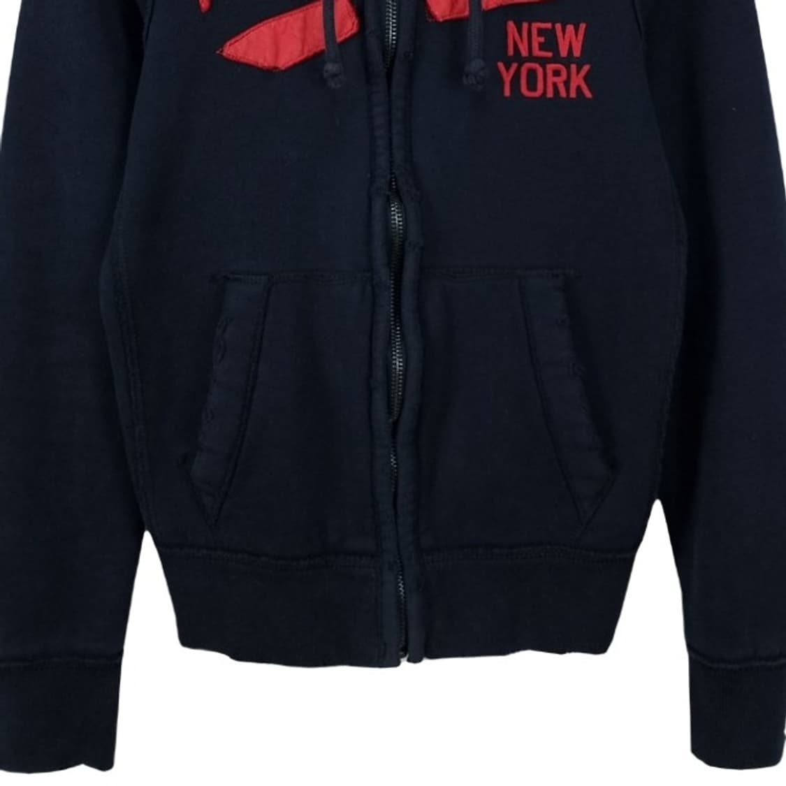 [아베크롬비] Y2K 빈티지 로고 패치 후드 집업 다크네이비 M19663 상품이미지5