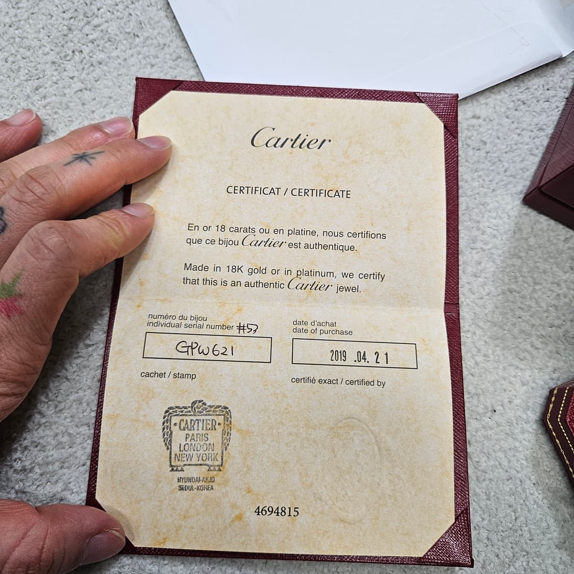 까르띠에 c드링 핑크 골드 18k 53호 4mm 상품이미지5