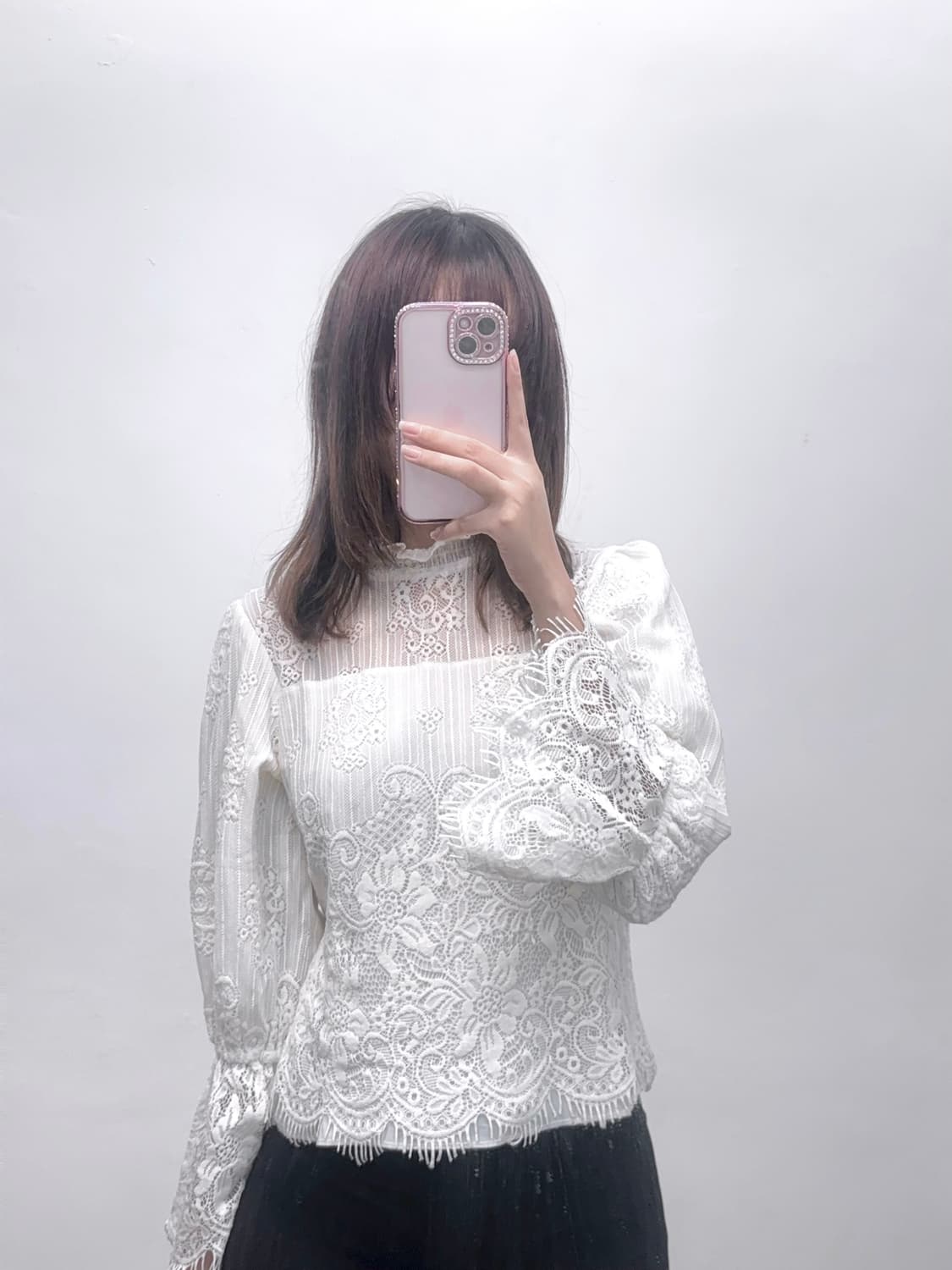 달천깔 스나계 화이트 레이스 프릴 블라우스 (착샷o) 상품이미지1