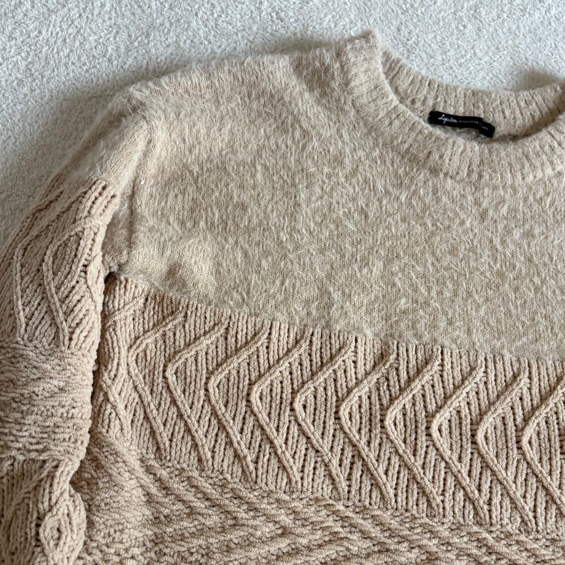 일본빈티지 베이지 꼬임 니트 상품이미지2