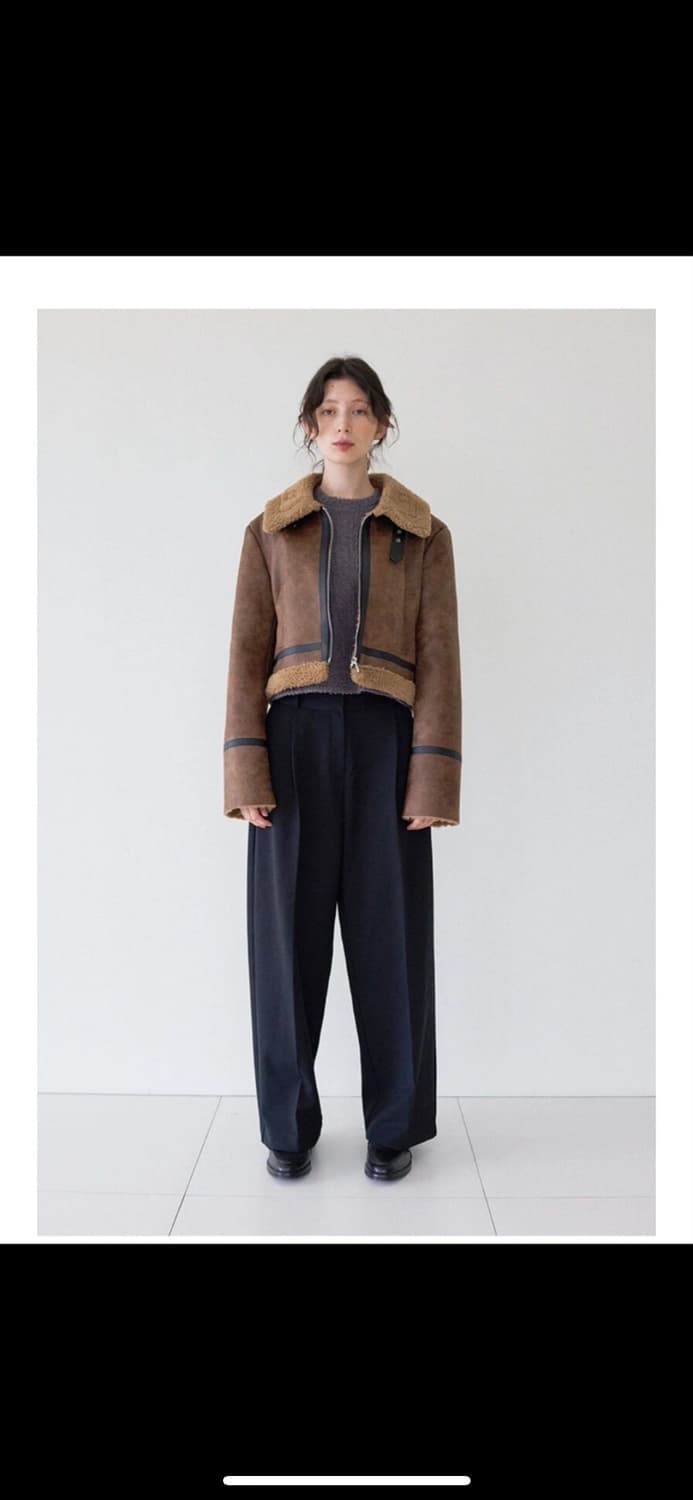 라티젠 크롭 쉐어링 자켓 브라운 상품이미지2