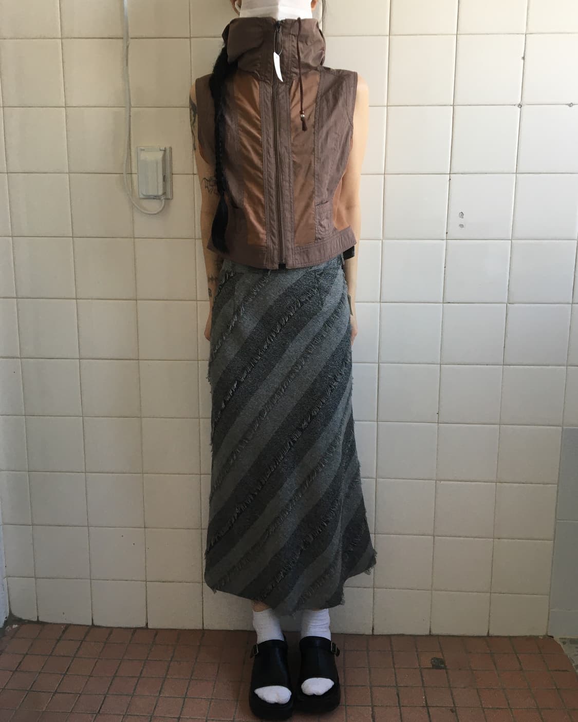 Line patch point high neck vest 상품이미지6