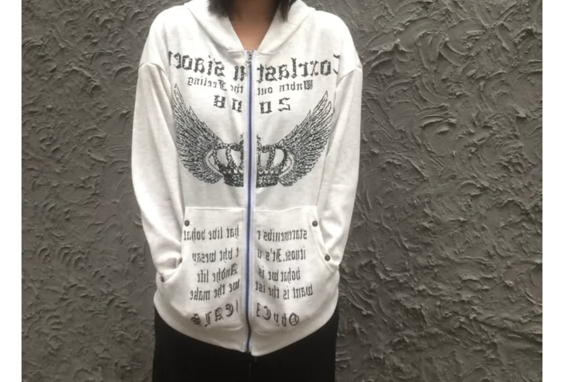 Y2K 엔젤 레터링 후드집업 상품이미지2
