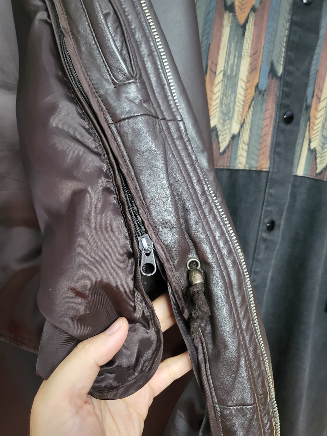 롱 가죽자켓 + 내피 오리털 상품이미지5