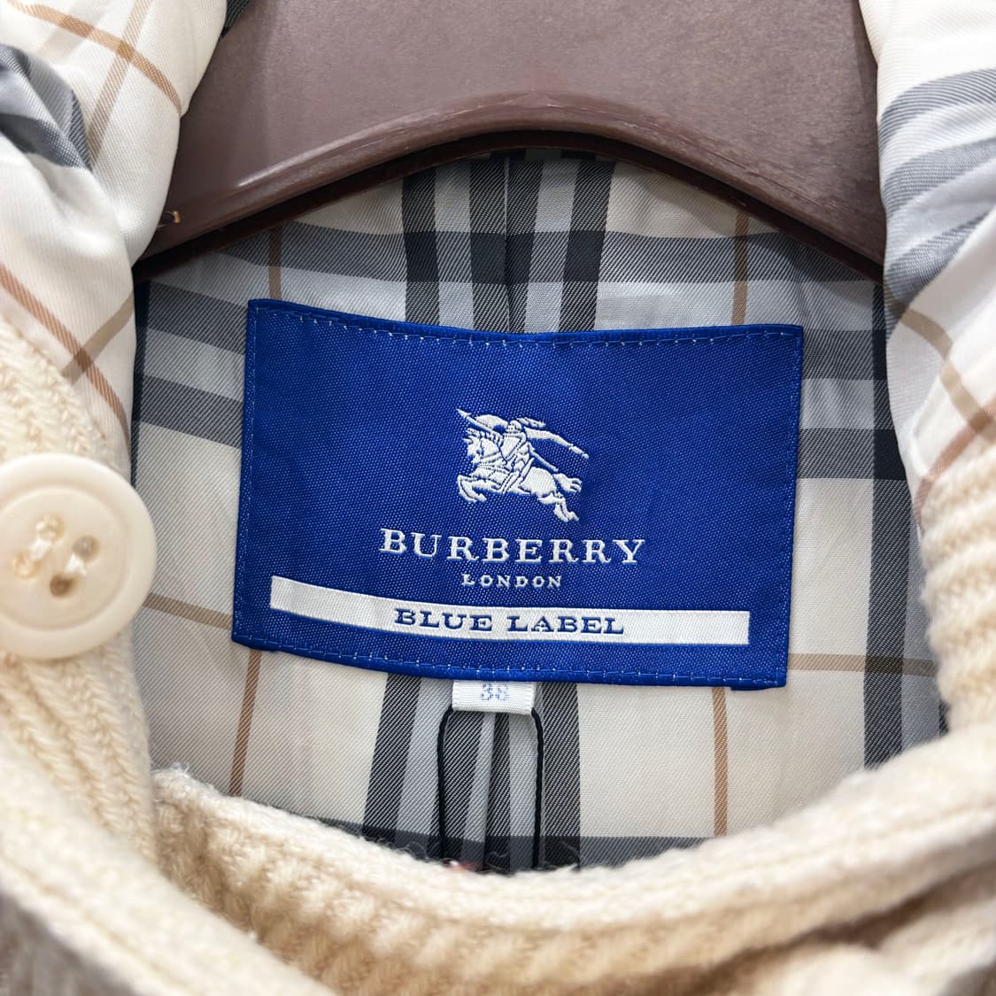 버버리 블루 라벨 후드 코트 더블 버튼 퍼 트리밍 포켓 디테일 아이보리 상품이미지6