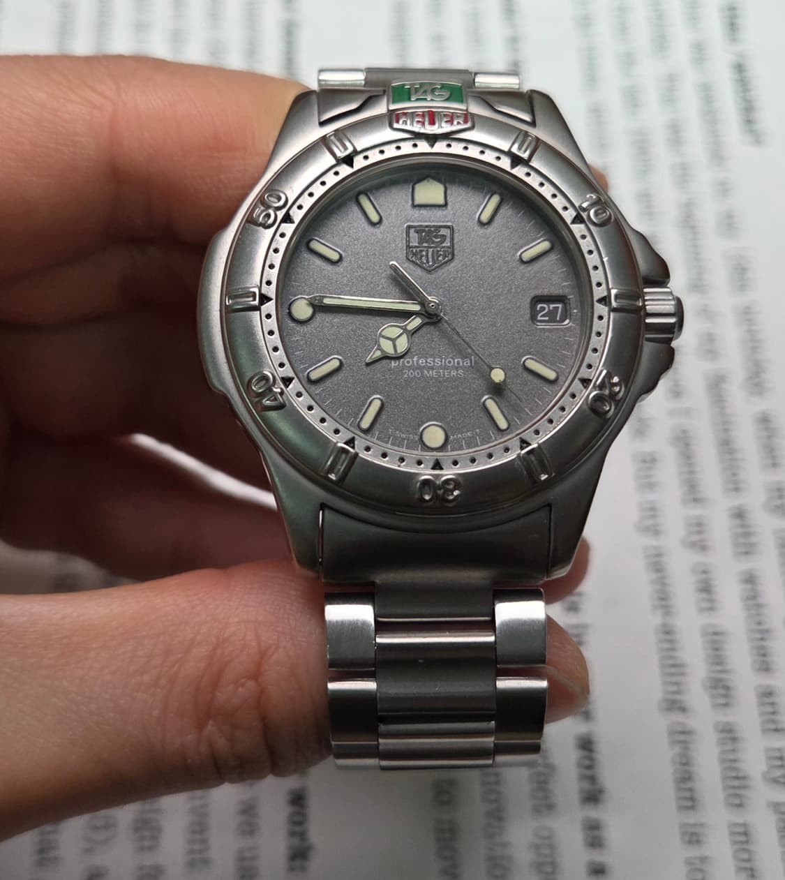 빈티지 태그호이어 4000 프로페셔널 그레이회판 컬러로고베젤 쿼츠  상품이미지4