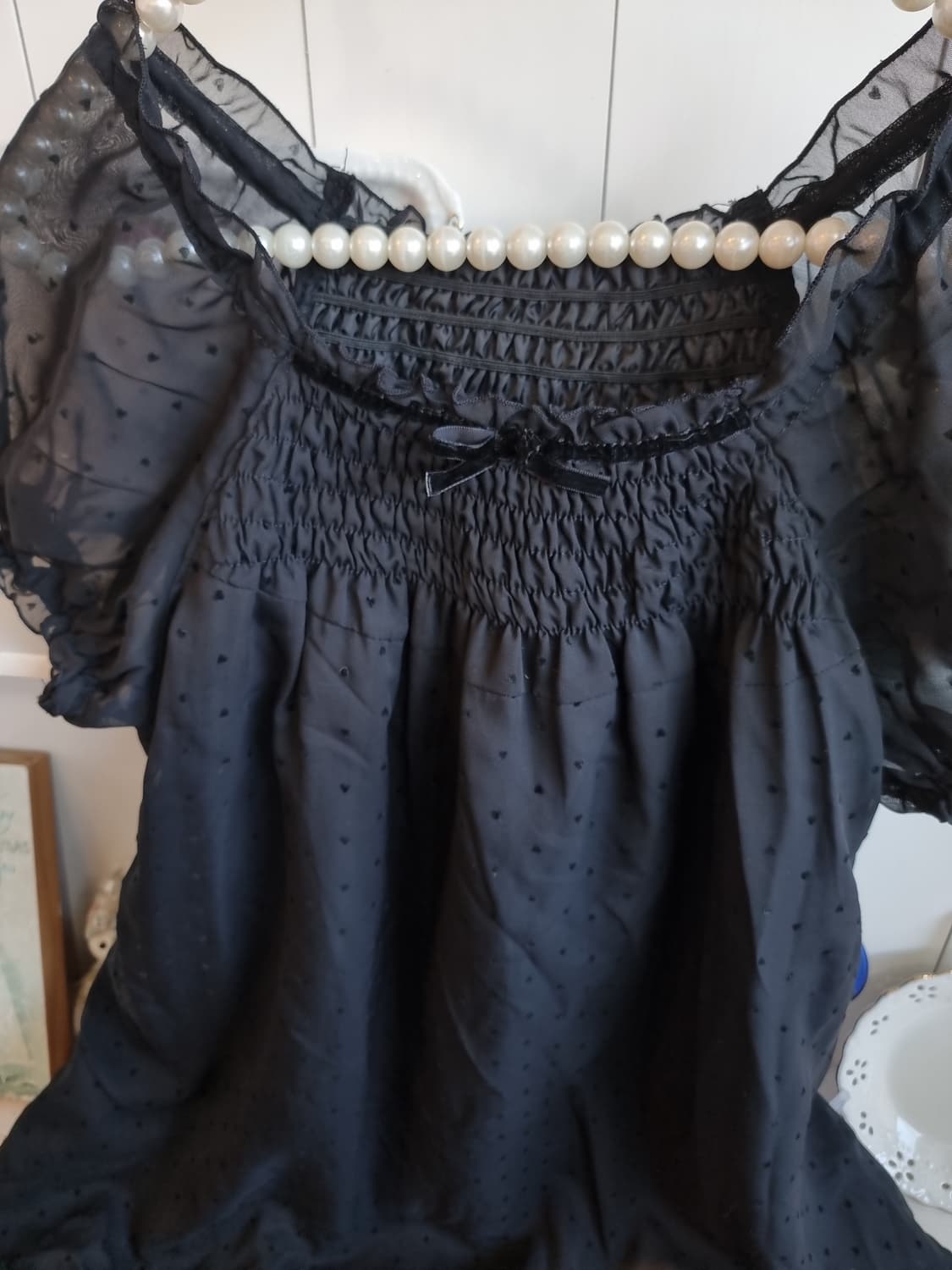 블랙 도트 쉬폰 원피스 상품이미지2