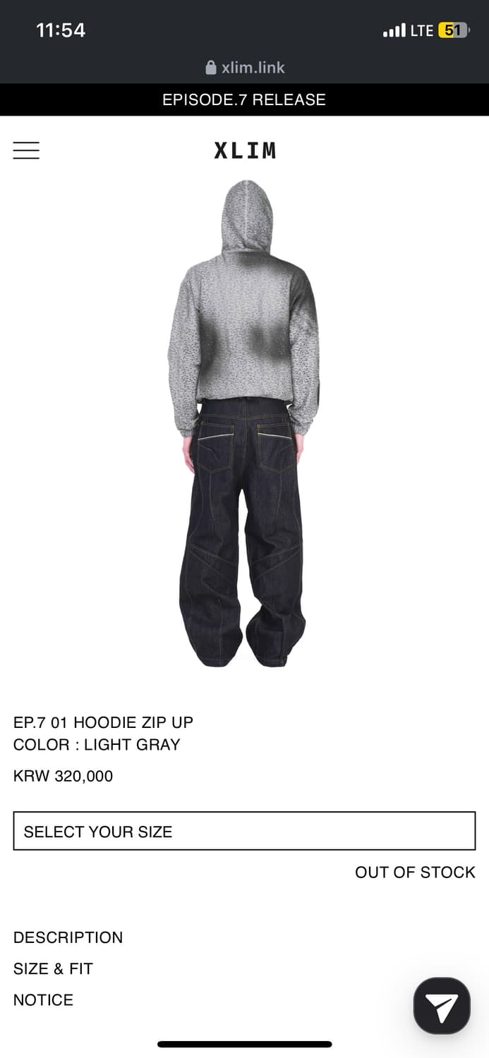 XLIM EP.7 HOODIE ZIP UP 상품이미지4