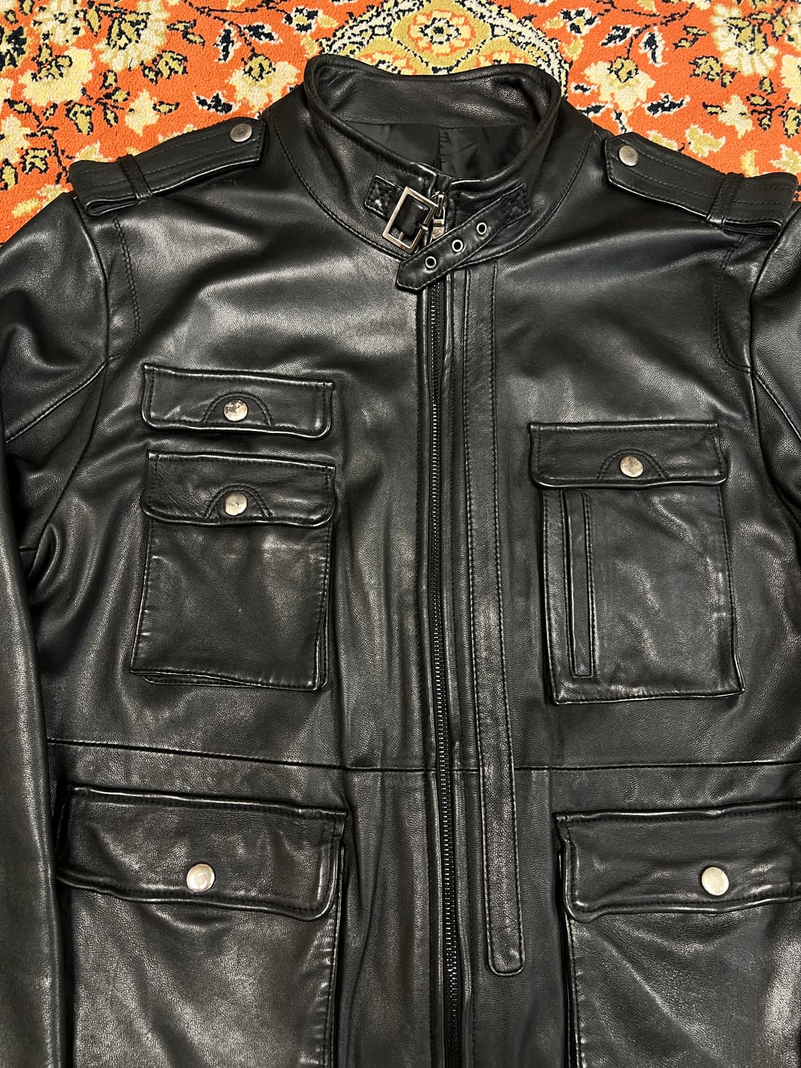 [XL] 빈티지 4포켓 리얼레더 라이더 자켓 상품이미지5