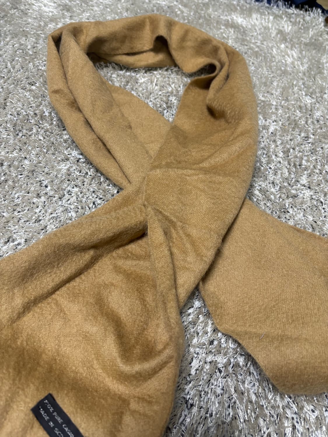 스코틀랜드제 베이지 100프로 캐시미어 목도리 상품이미지3