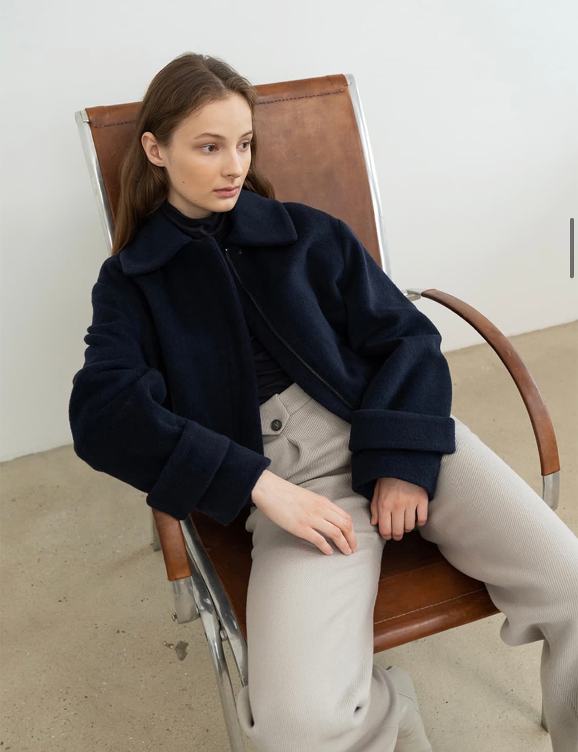 Re Rhee wide collar wool jumper navy 상품이미지1