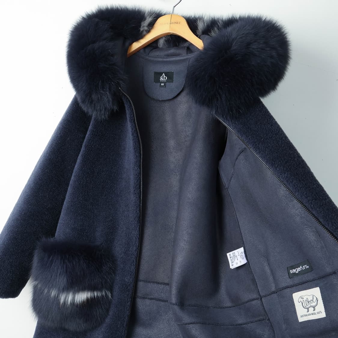 66/에이앤디 아뜰리에 사가폭스 양모100 후드코트 상품이미지5