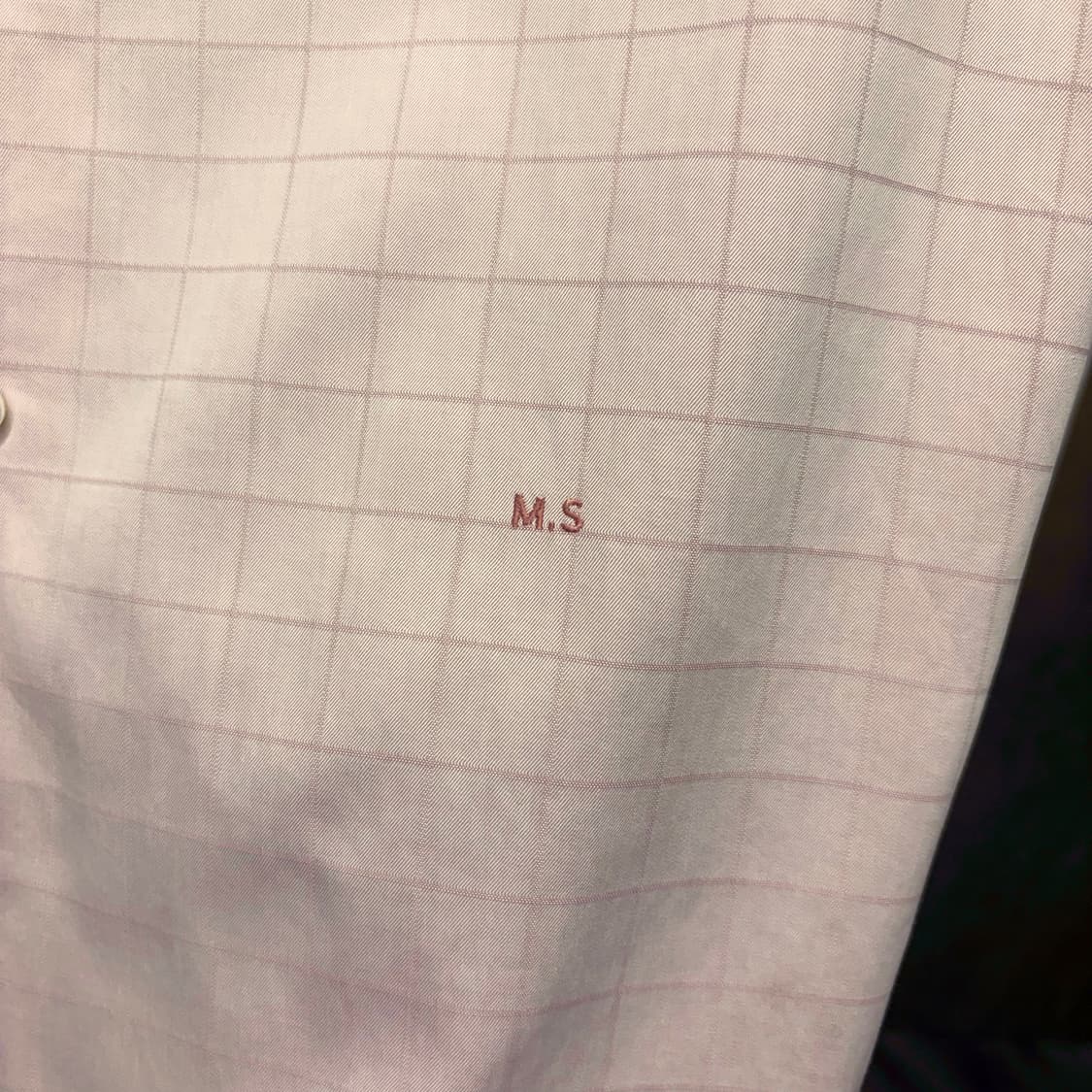  에르메네질도 제냐 코튼 셔츠 톤온톤 체크 패턴 화이트 커프 디테일 핑크 상품이미지6