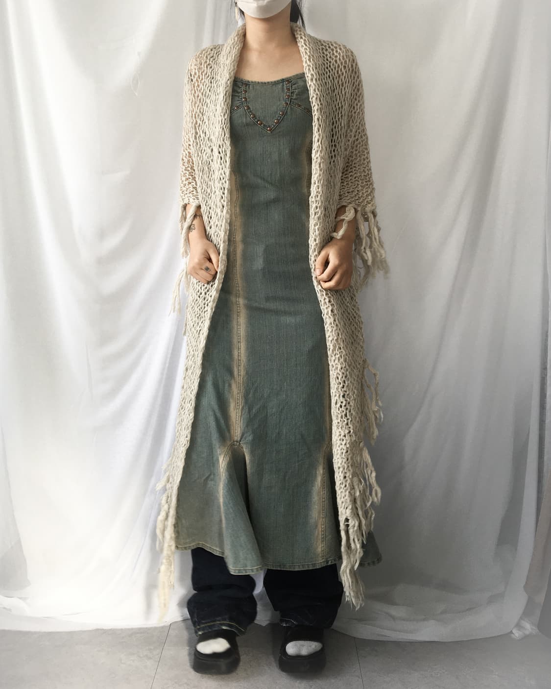 Stud point washing denim onepiece 상품이미지7