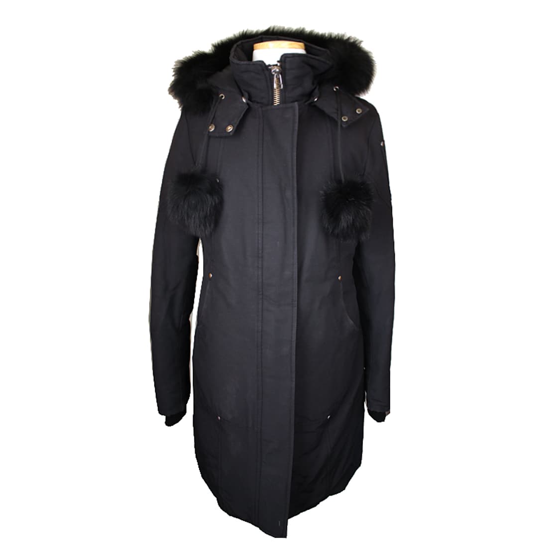 무스너클 블랙 폭스퍼 후드 다운패딩 코트(M) 상품이미지1