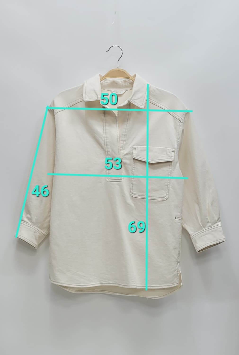 TIME 한섬 타임 데님 풀오버 셔츠 / 여 82 아이보리
 상품이미지10