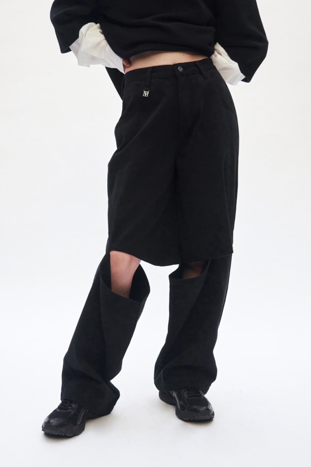 Knee Slit Wide Pants [ Black ] 상품이미지5