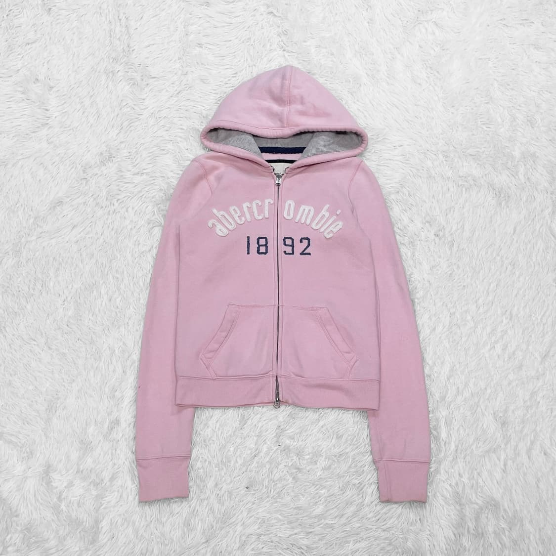 아베크롬비 아치 로고 후드집업 핑크 딸기우유 상품이미지2