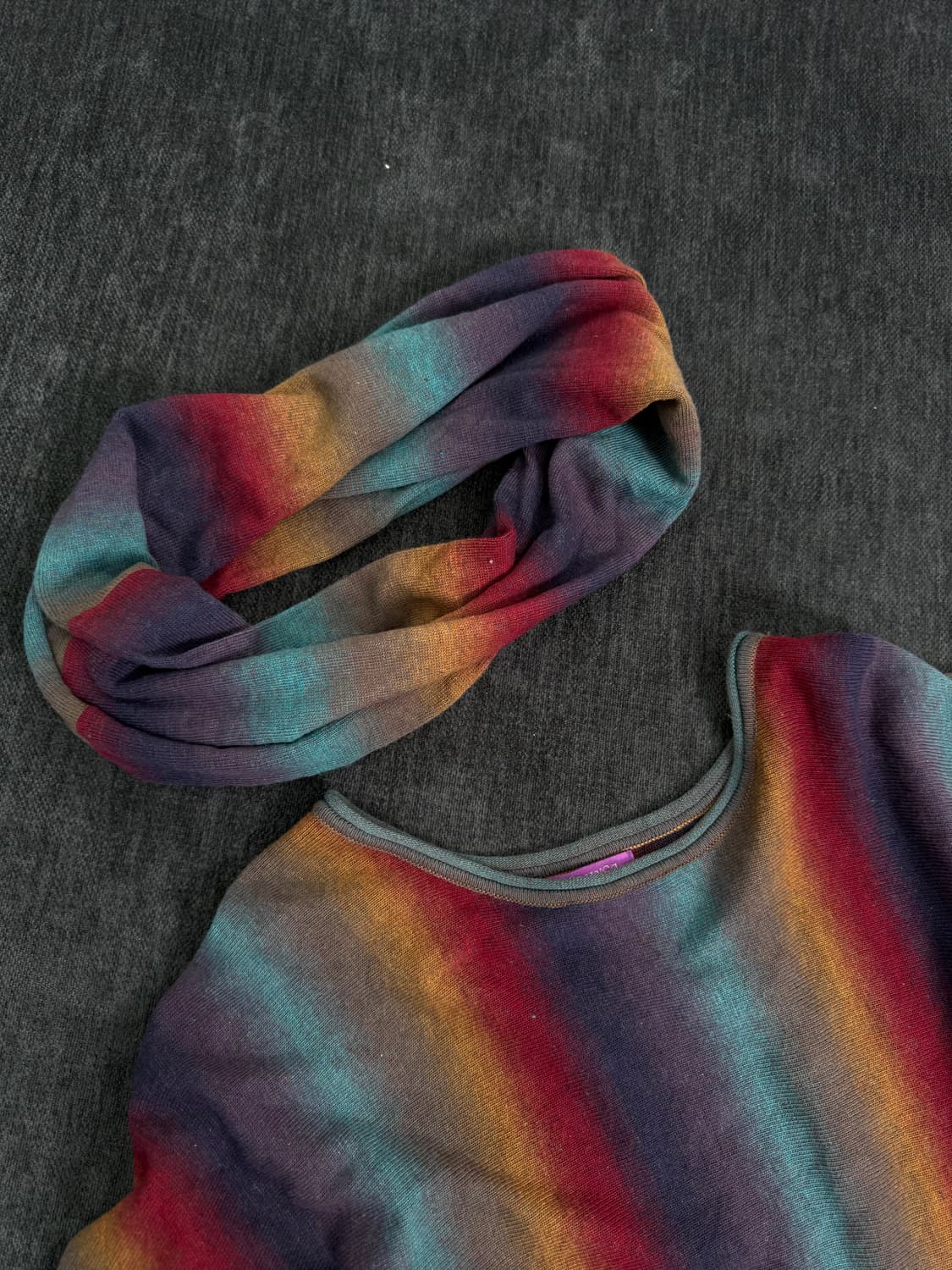 빈티지 레인보우 니트 케이프 상품이미지4