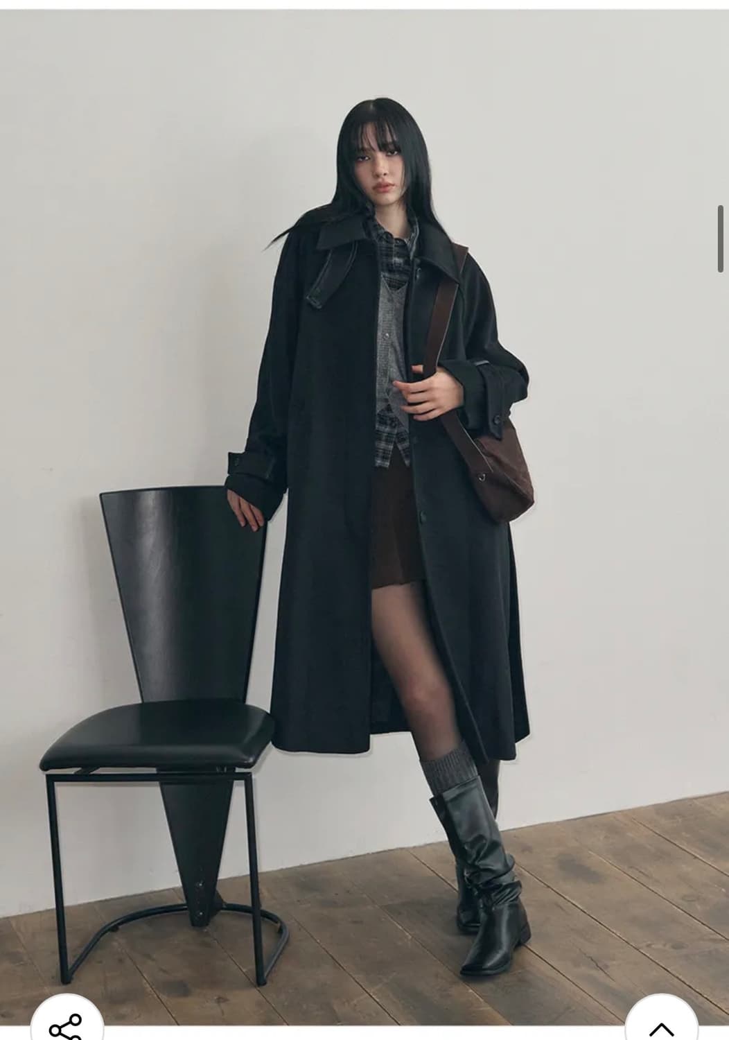 (새상품)(S) [송이송이 PICK] 레더리 캐시미어 발마칸 로브 코트 상품이미지6