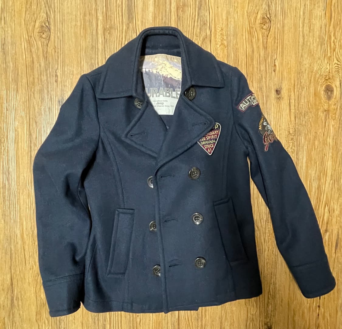 Jeep 지프 와펜 울 혼방 더블 숏 피코트(네이비S,90) 상품이미지1
