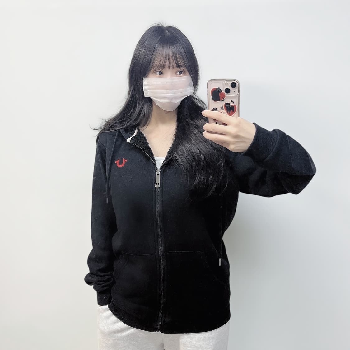 트루릴리전 보아털 후드집업 블랙 상품이미지1