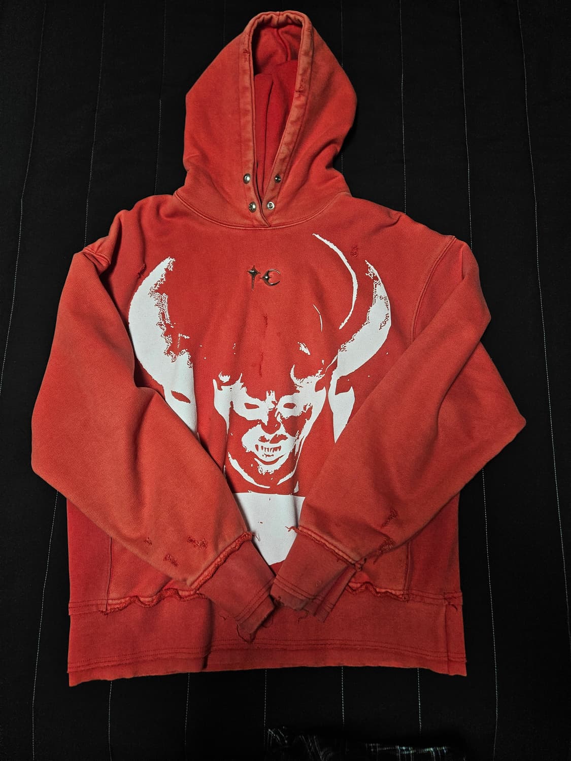 떠그클럽 사탄 후드 스웻 레드 화이트 size1 상품이미지1