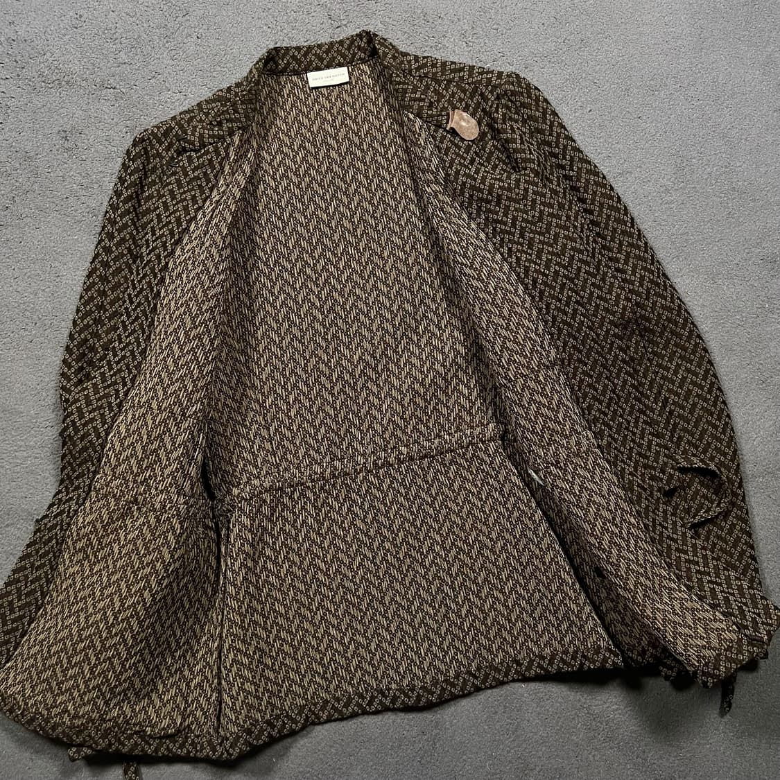 DRIES VAN NOTEN 드리스반노튼 울 레이온 패턴 브라운 자켓 상품이미지4