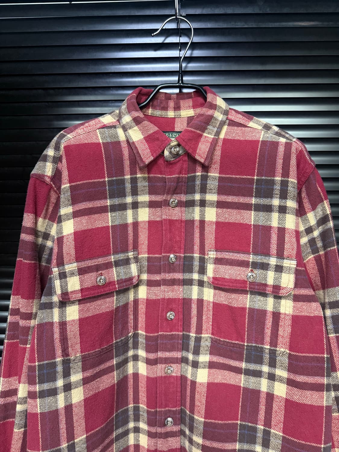 필드&스트림 플란넬 타탄 체크 워크 셔츠 코튼 레드 오버핏 에스닉 웨스턴 상품이미지5