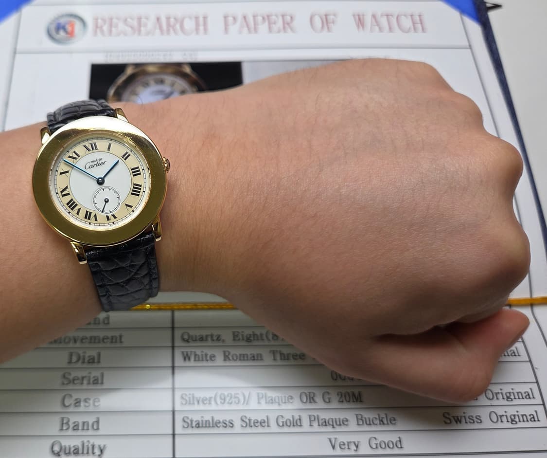 레어] 빈티지 까르띠에 머스트드 원형 희귀 투톤다이얼 블루핸즈 (감정서  상품이미지5