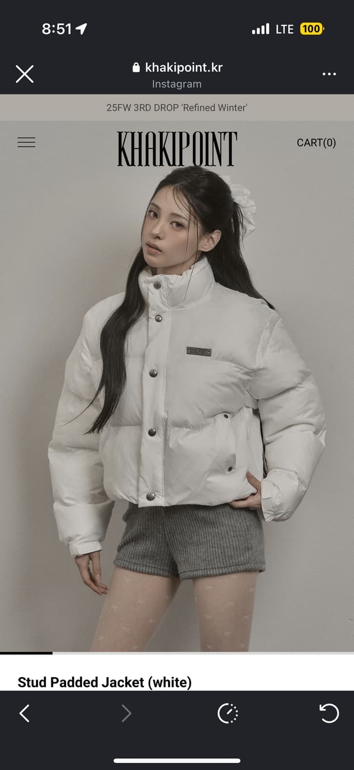 카키포인트 Stud Padded Jacket (white) 상품이미지1