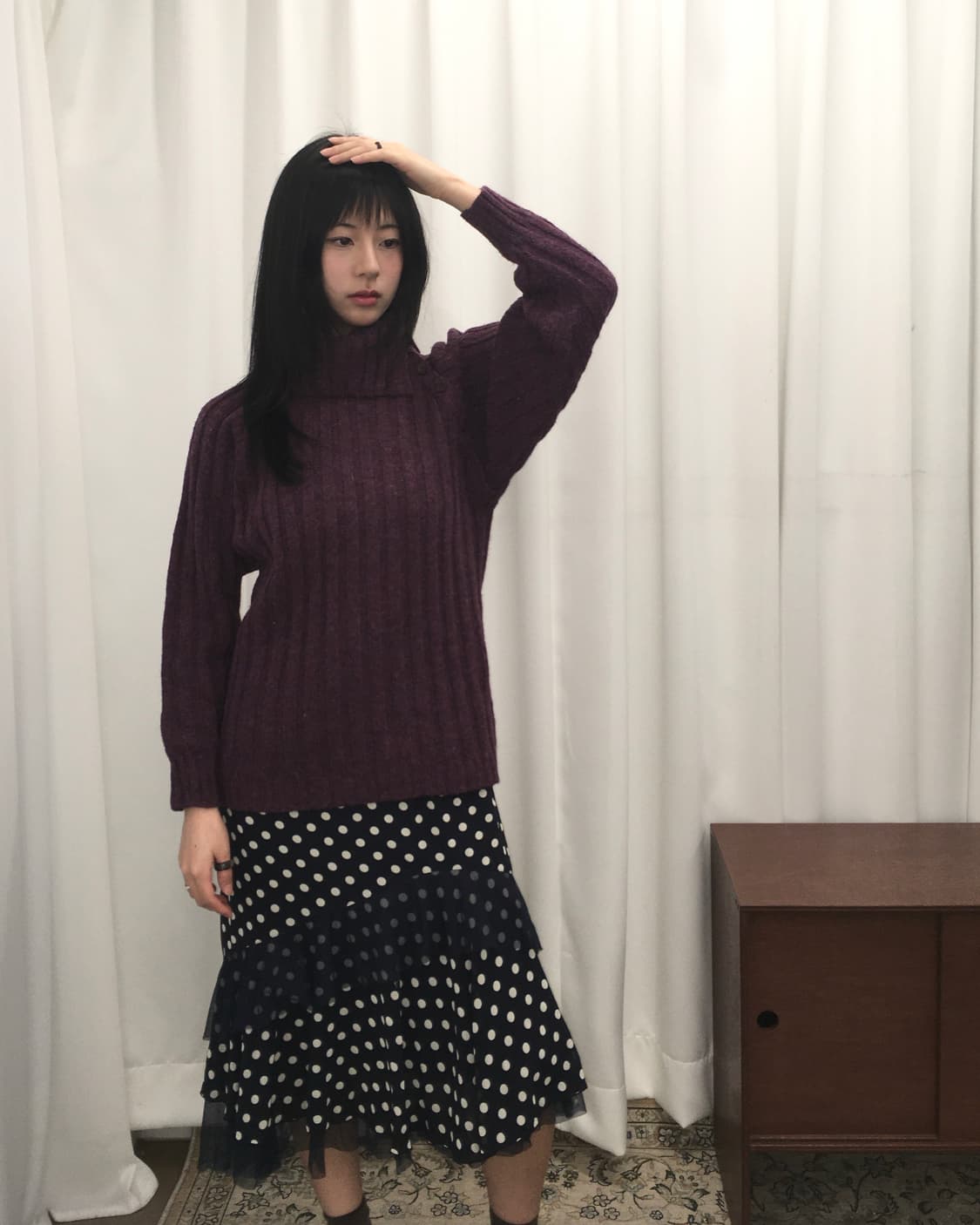 퍼플 하이넥 니트 상품이미지3