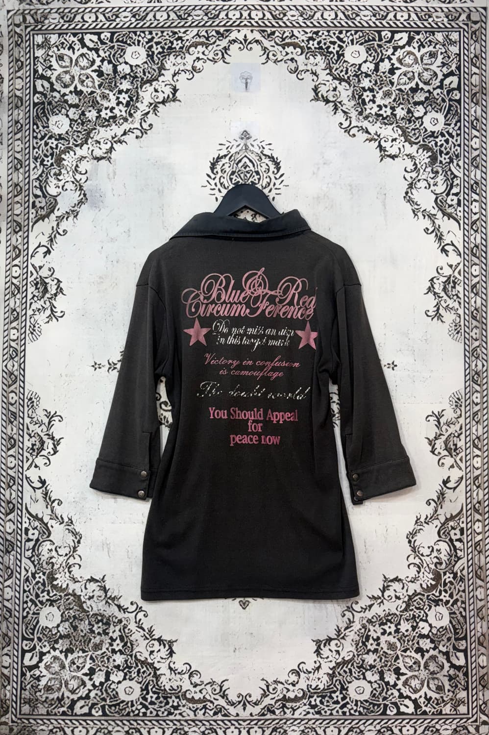 일본빈티지 글리터 레터링 7부 카라 롱슬리브 상품이미지2